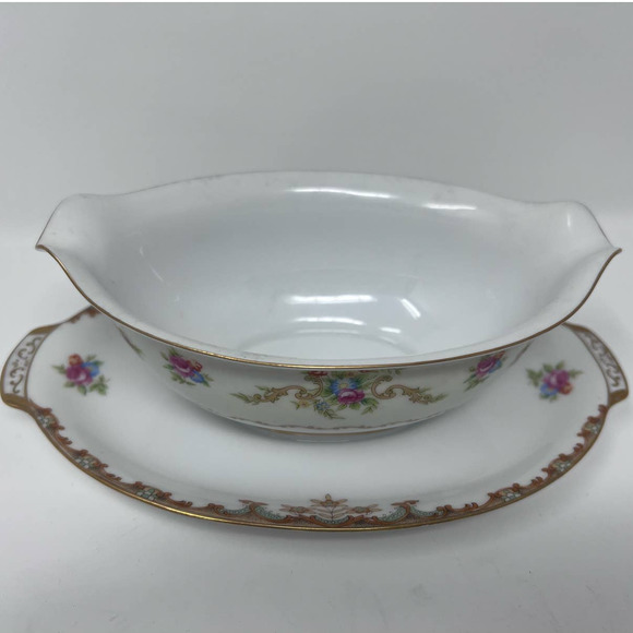Regal by Sango Japan Gravy Boat‎ Attached Under Plate Double Pour Spout Bowl - Picture 1 of 3